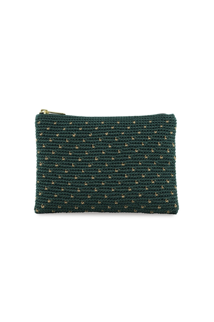 AYUNG cosmetic case - Antique green/Camel