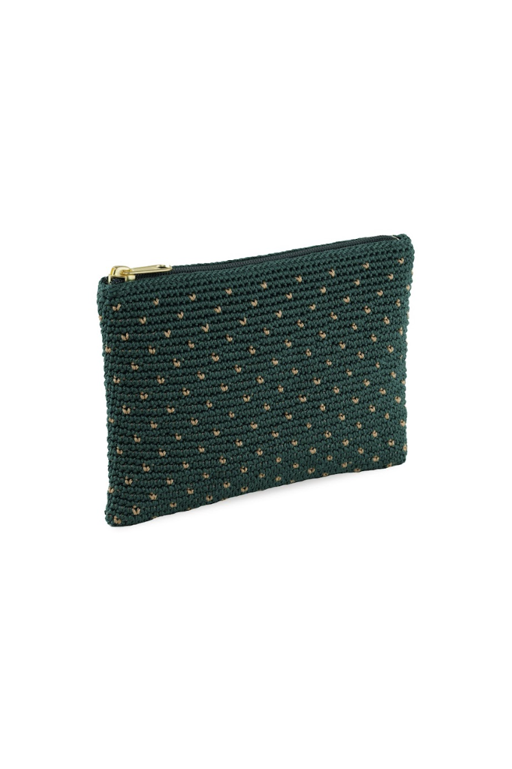 AYUNG cosmetic case - Antique green/Camel